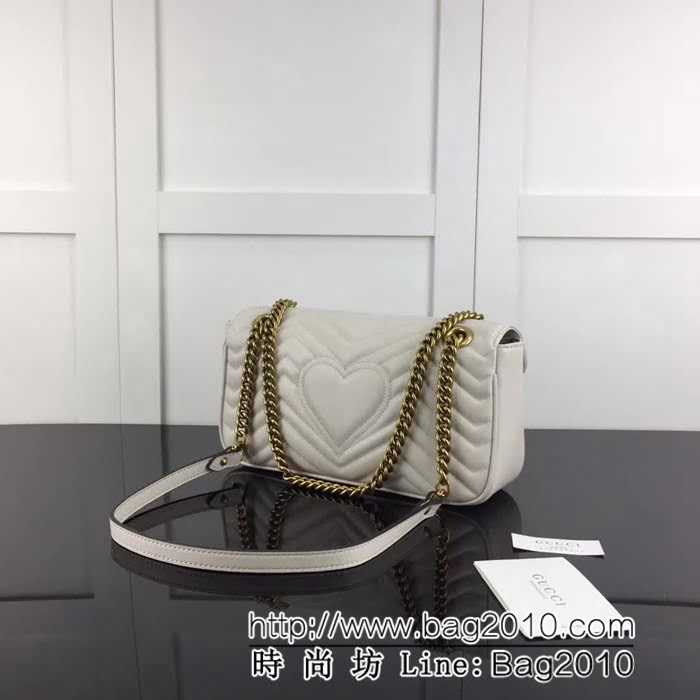 GUCCI古馳原單 新款專櫃品質原單貨實物實拍443497 米白色鏈條單肩斜挎包 HY1078